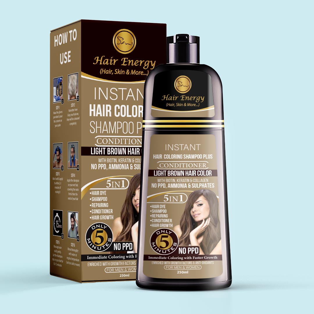 INSTANT COLORING SHAMPOO + (LIGHT BROWN ) Hair Energy by Ayesha Sohaib