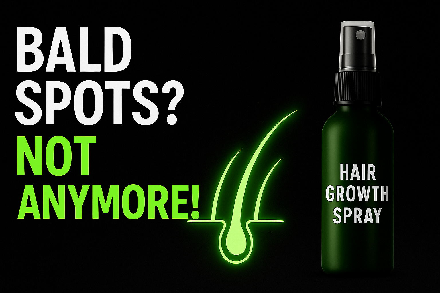 Promotional banner showing Hair Growth Spray for bald spots and weak roots, highlighting natural hair regrowth solution in Pakistan – HairEnergyOfficial