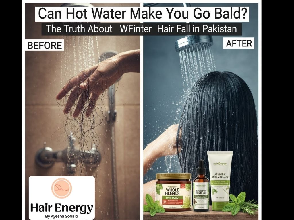 Stop the Geyser damage! Learn why hot water causes hair fall in the Pakistani winter and how to protect your hair from heat and hard water during January.