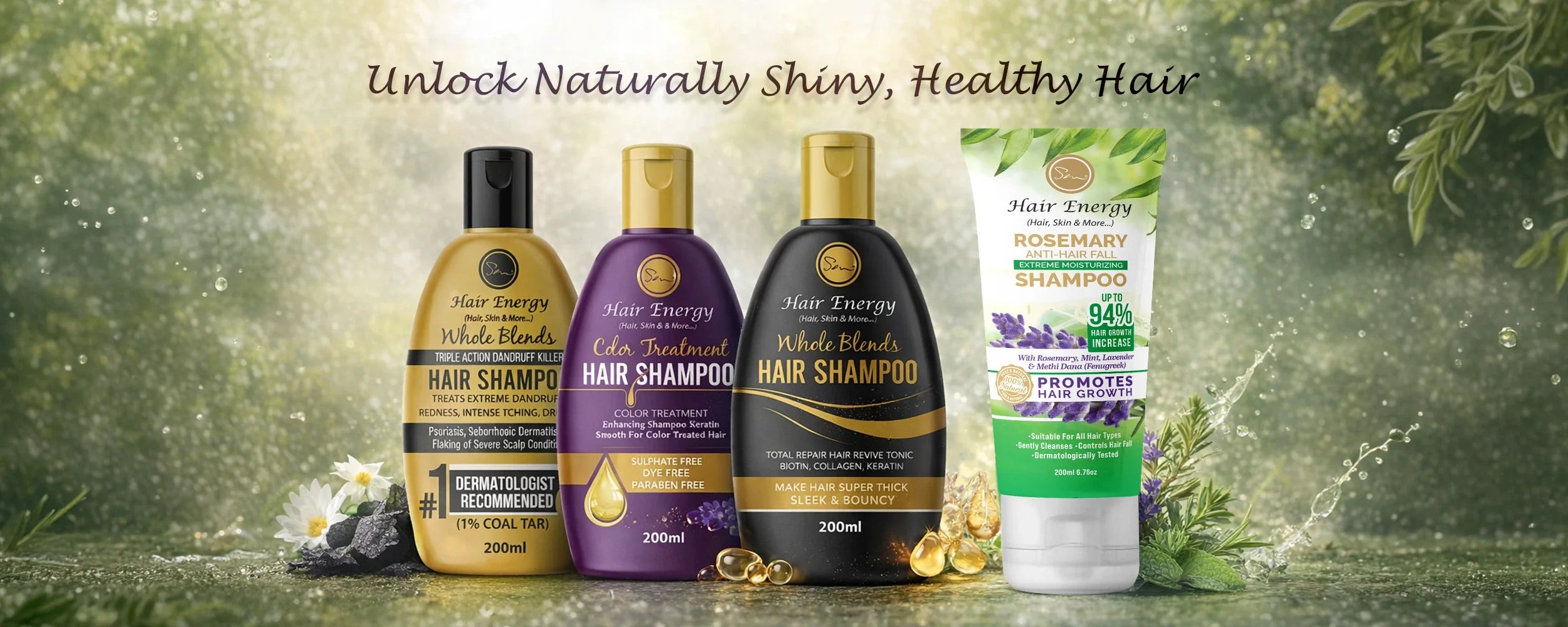showing best collection of hair shampoo's from hairenergyofficial. in a light color banner