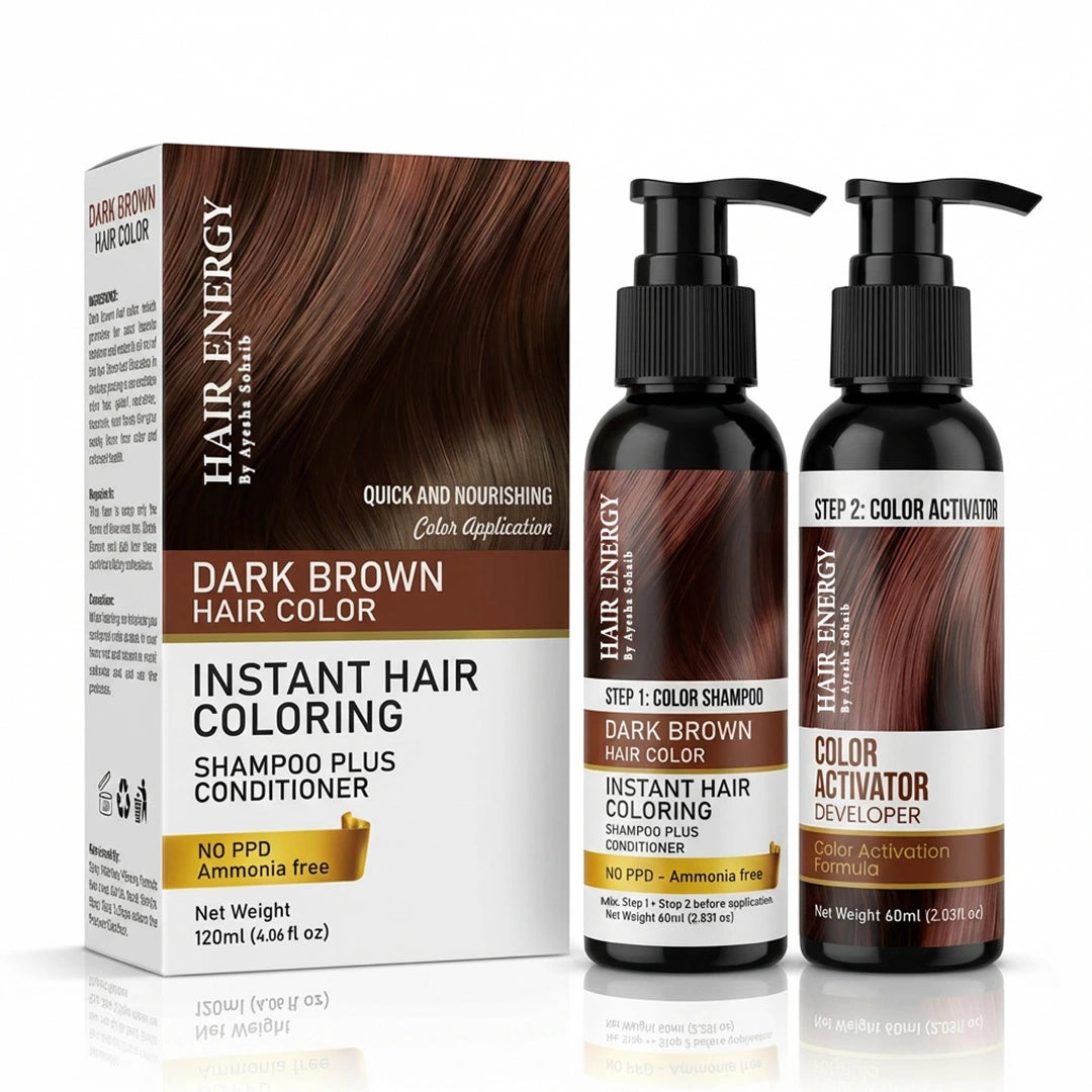 Instant Hair Coloring Shampoo plus Conditioner - Dark Brown