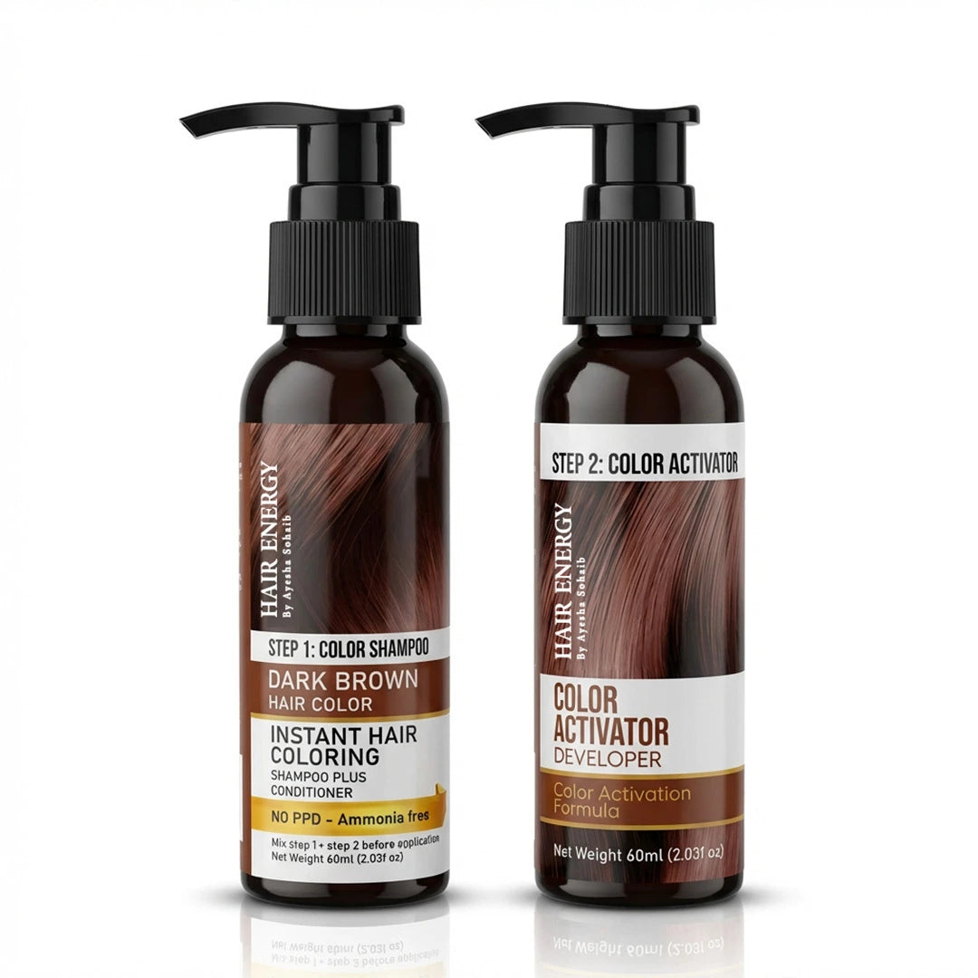 Instant Hair Coloring Shampoo plus Conditioner - Dark Brown