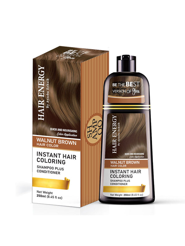 Instant Hair Coloring Shampoo + Conditioner (Walnut Brown Color)