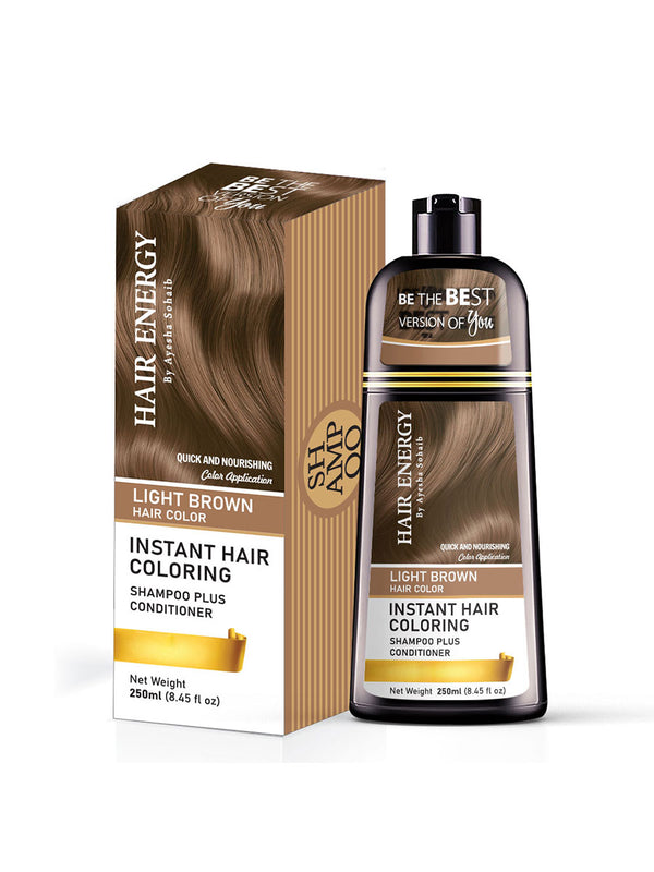 Instant Hair Coloring Shampoo + Conditioner (Light Brown Color)