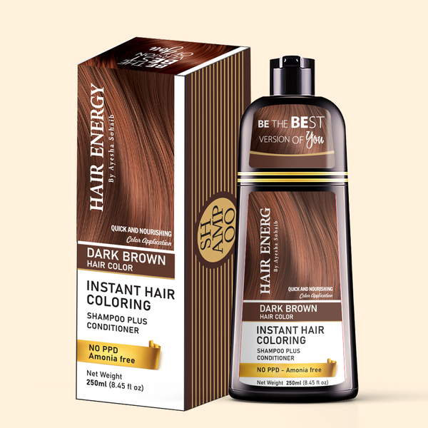 Instant Hair Coloring Shampoo + Conditioner (Dark Brown Color)