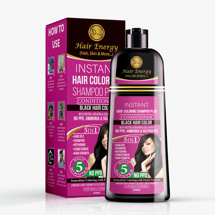 INSTANT HAIR COLORING SHAMPOO + CONDITIONER (BLACK COLOUR ) (7610588037379)