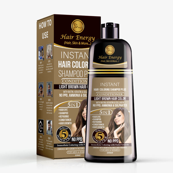 INSTANT HAIR COLORING SHAMPOO + CONDITIONER (LIGHT BROWN COLOUR ) (7929709756675)