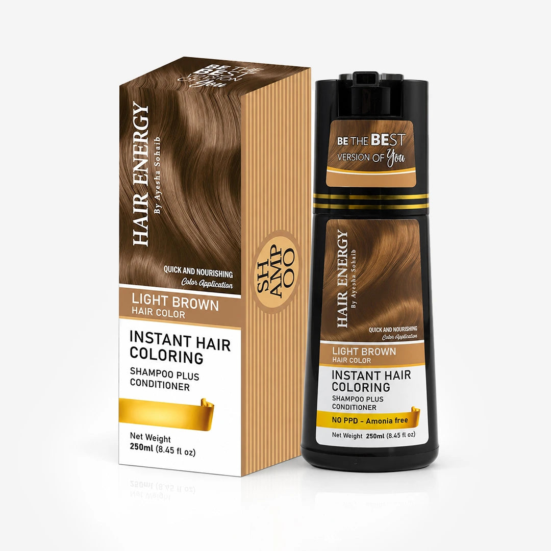 Instant Hair Coloring Shampoo + Conditioner (Light Brown Color)