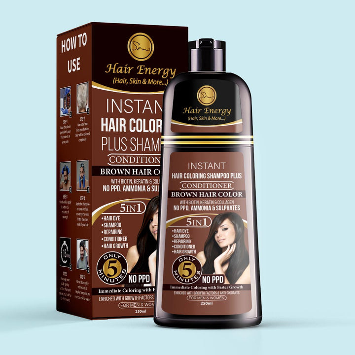 INSTANT HAIR COLORING SHAMPOO + CONDITIONER ( DARK BROWN COLOUR ) (7610589675779)