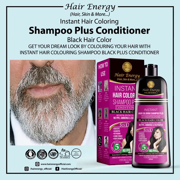 INSTANT HAIR COLORING SHAMPOO + CONDITIONER (BLACK COLOUR ) (7610588037379)